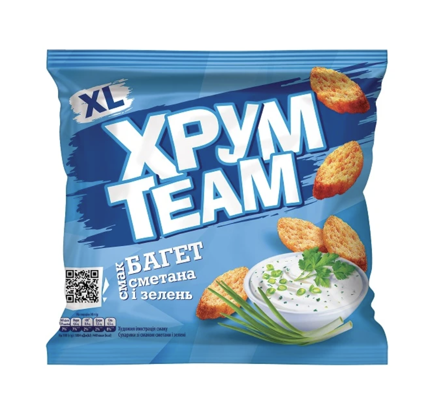 Сухарики ХрумTeam Багет Сметана-Зелень 0.09кг